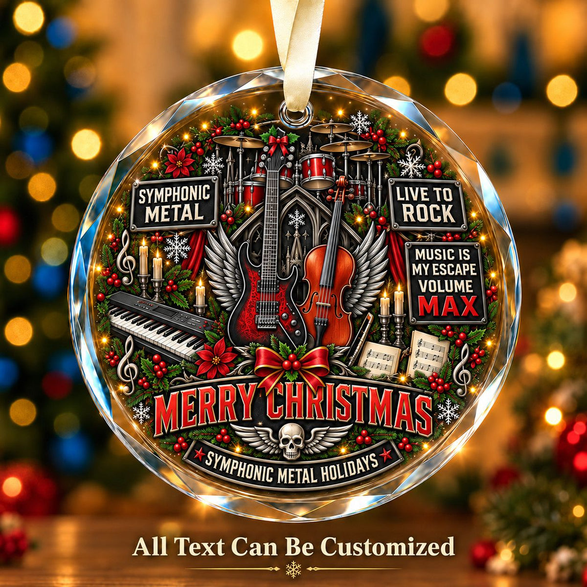 Symphonic Metal Personalized Glass Ornament | 5To9Vibe
