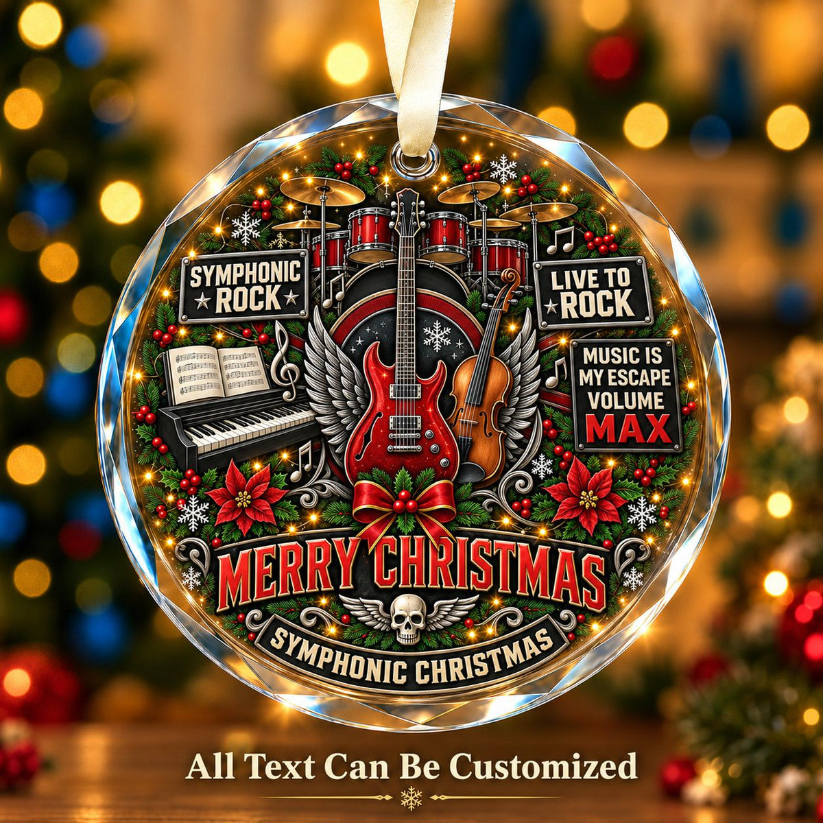 Symphonic Rock Personalized Glass Ornament | 5To9Vibe