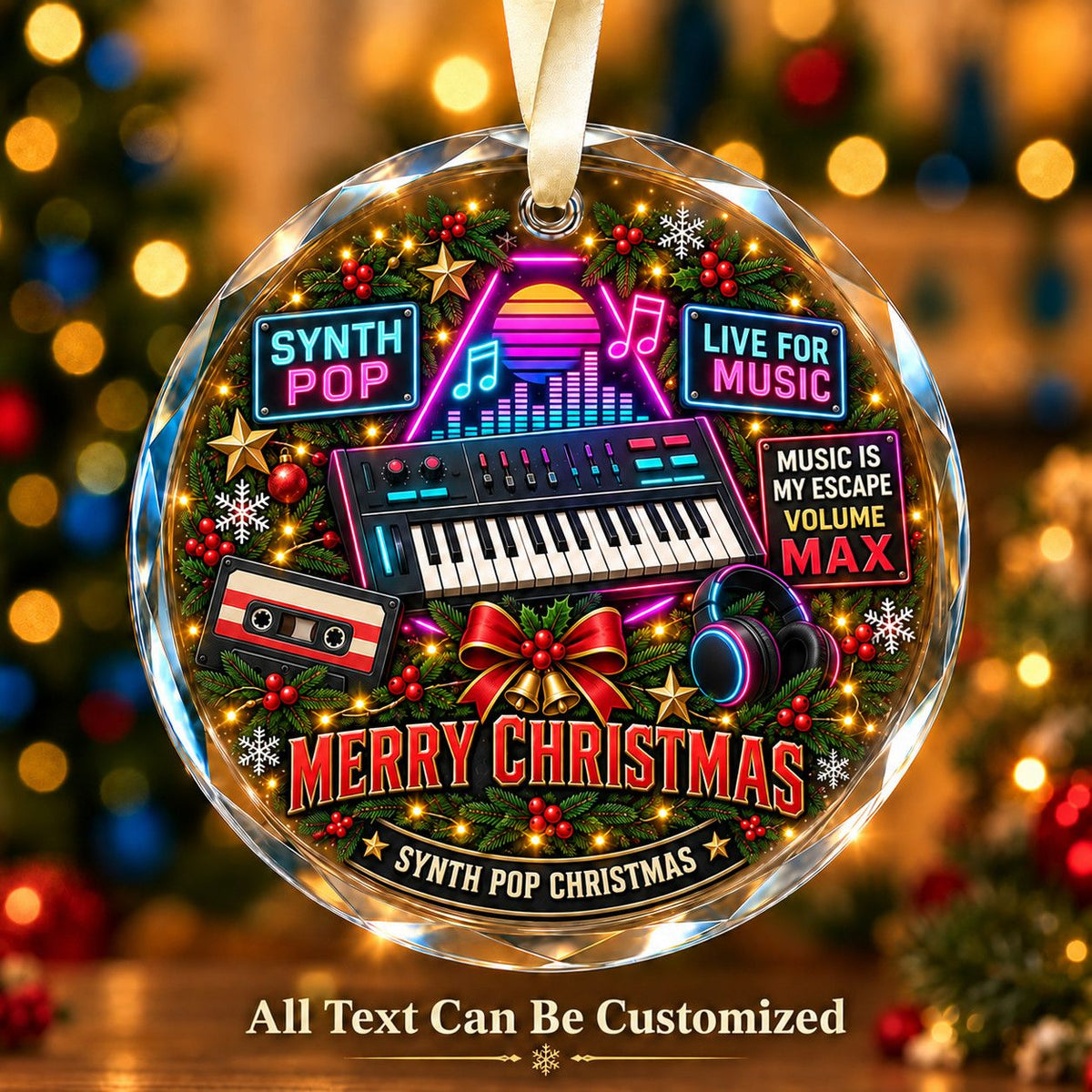 Synth Pop Personalized Glass Ornament | 5To9Vibe