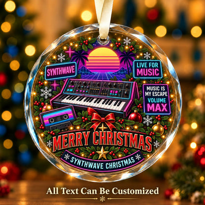 Synthwave Personalized Glass Ornament | 5To9Vibe