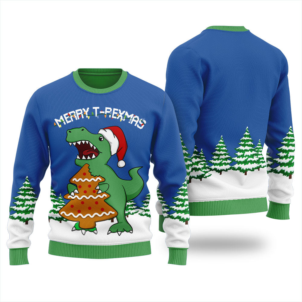 T-Rex Eating Christmas Cookies Ugly Christmas Sweater