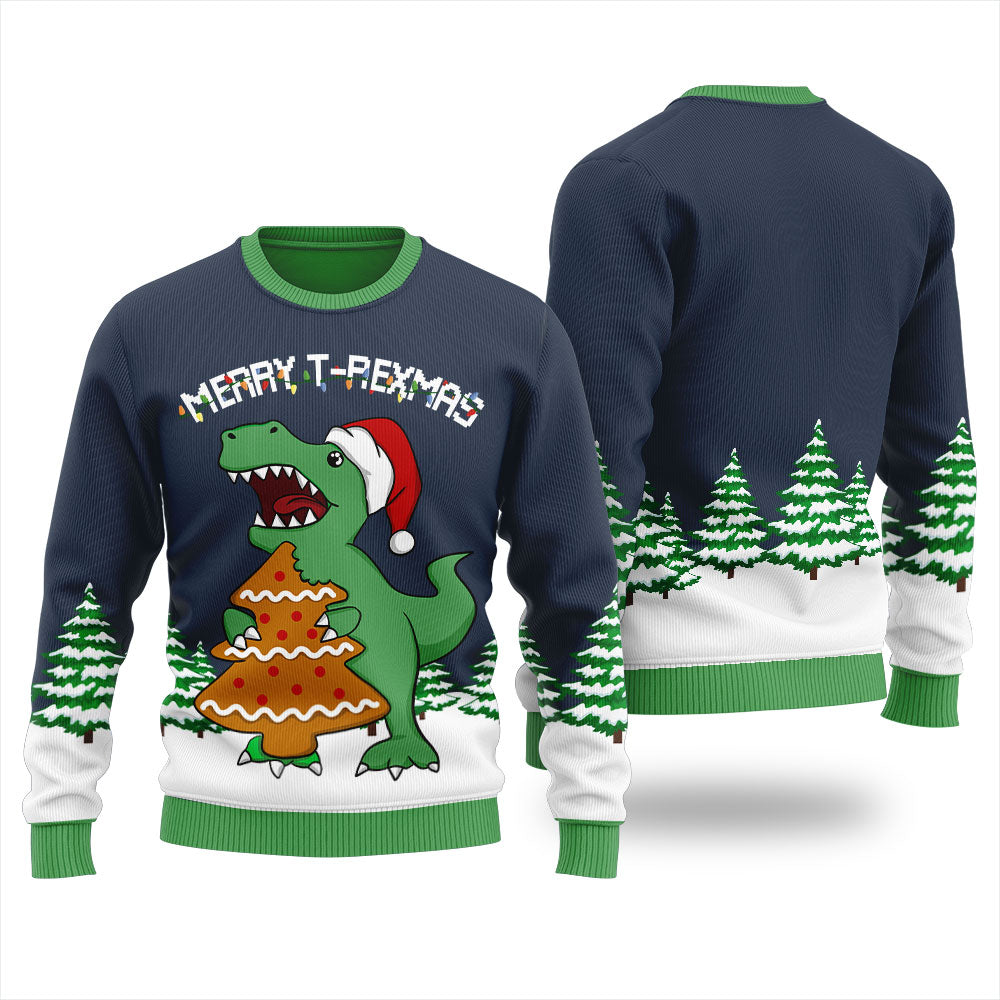 T-Rex Eating Christmas Cookies Ugly Christmas Sweater