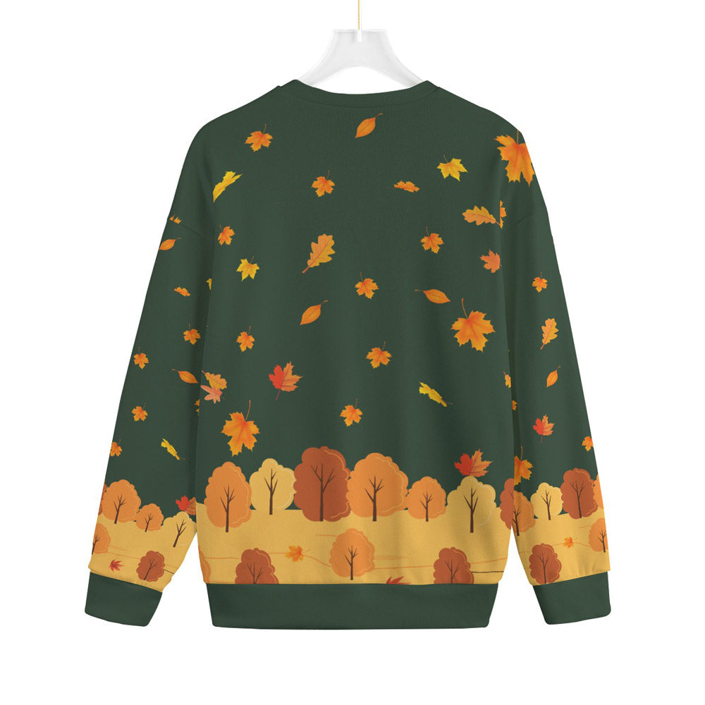 T-Rex Turkey Thanksgiving Oversized Ugly Sweater Forest Green