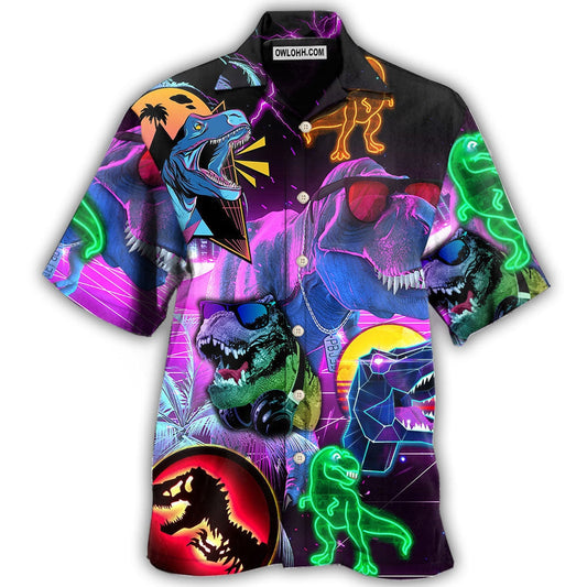 Hawaiian Shirt / Adults / S Dinosaur T-rex Neon Art Style - Hawaiian Shirt 