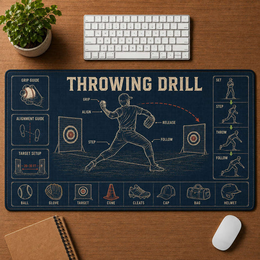 Throwing Drill Blueprint Desk Mat | 5To9Vibe
