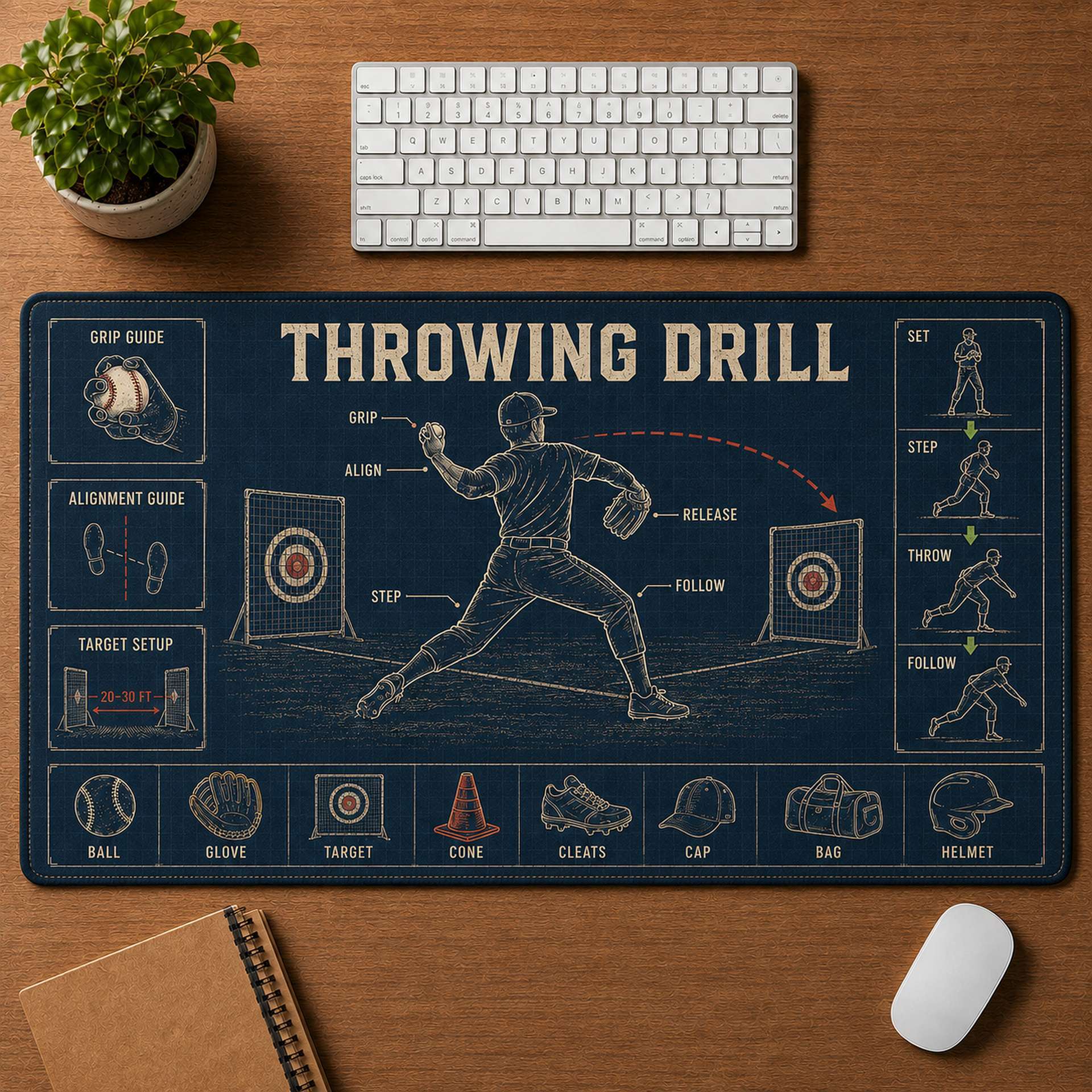 Throwing Drill Blueprint Desk Mat | 5To9Vibe