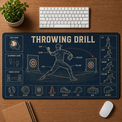 Throwing Drill Blueprint Desk Mat | 5To9Vibe