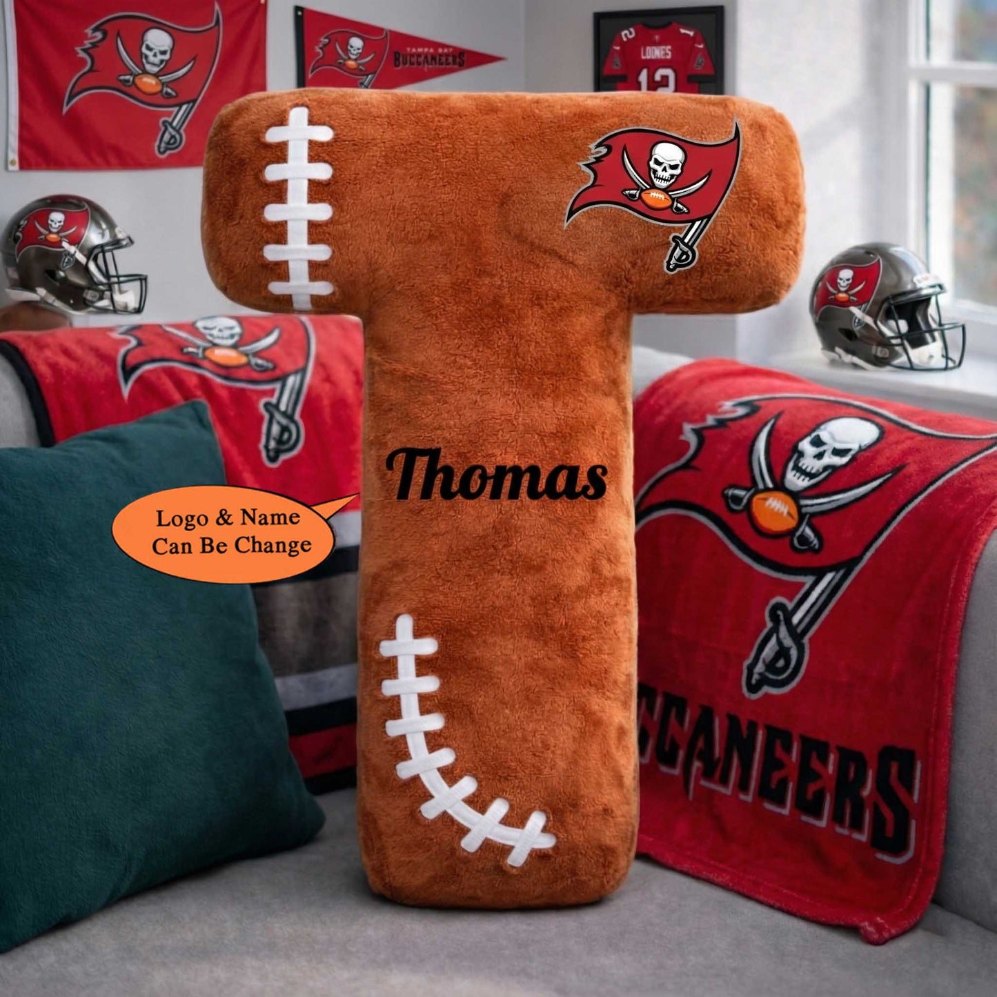 Football Pillow Custom Name and Logo All Teams 2 Irregular-Shaped Pillow Custom