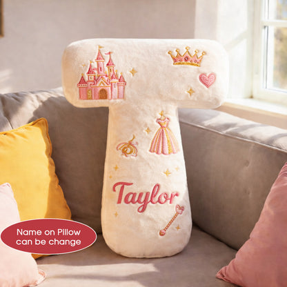 Dino and Princess Pillow Custom Name Gift  For Girls, Boys Irregular-Shaped Pillow Custom