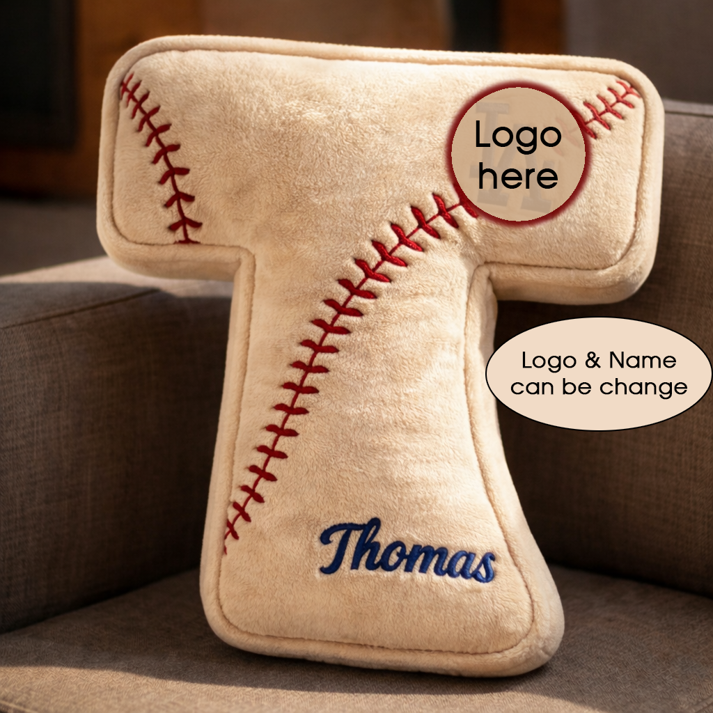 Baseball Pillow Custom Name & Logo Gift For Kids, Friends, Family Irregular-Shaped Pillow Custom-Shaped Pillow-5TO9VIBE