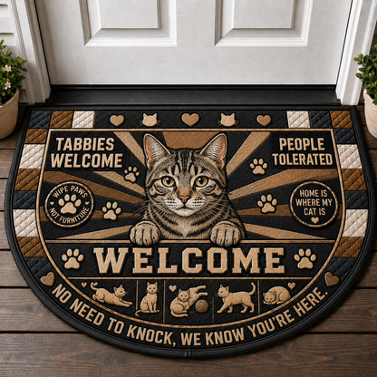 Indoor Cat Lives Here Doormat - Funny Cat Bedtime Welcome Mat - 5to9vibe
