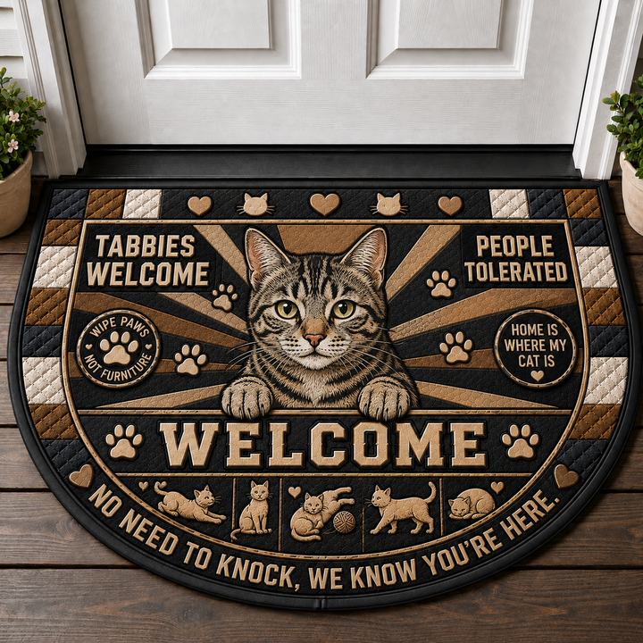 Tabbies Welcome Doormat - People Tolerated Tabby Cat Welcome Mat - 5to9vibe