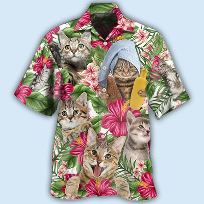 Cat Funny Tabby Cat Tropical Floral - Hawaiian Shirt 
