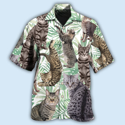 Cat Tropical Leaf Tabby Cat - Hawaiian Shirt 