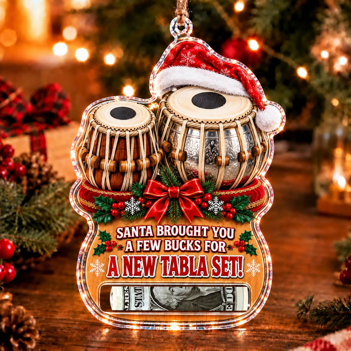 Tabla Christmas money holder ornament