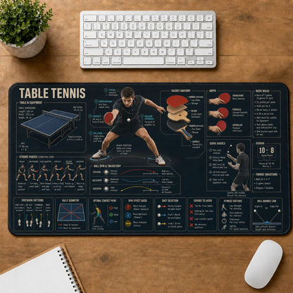 Table Tennis Sports Visual Guide Desk Mat | 5To9Vibe