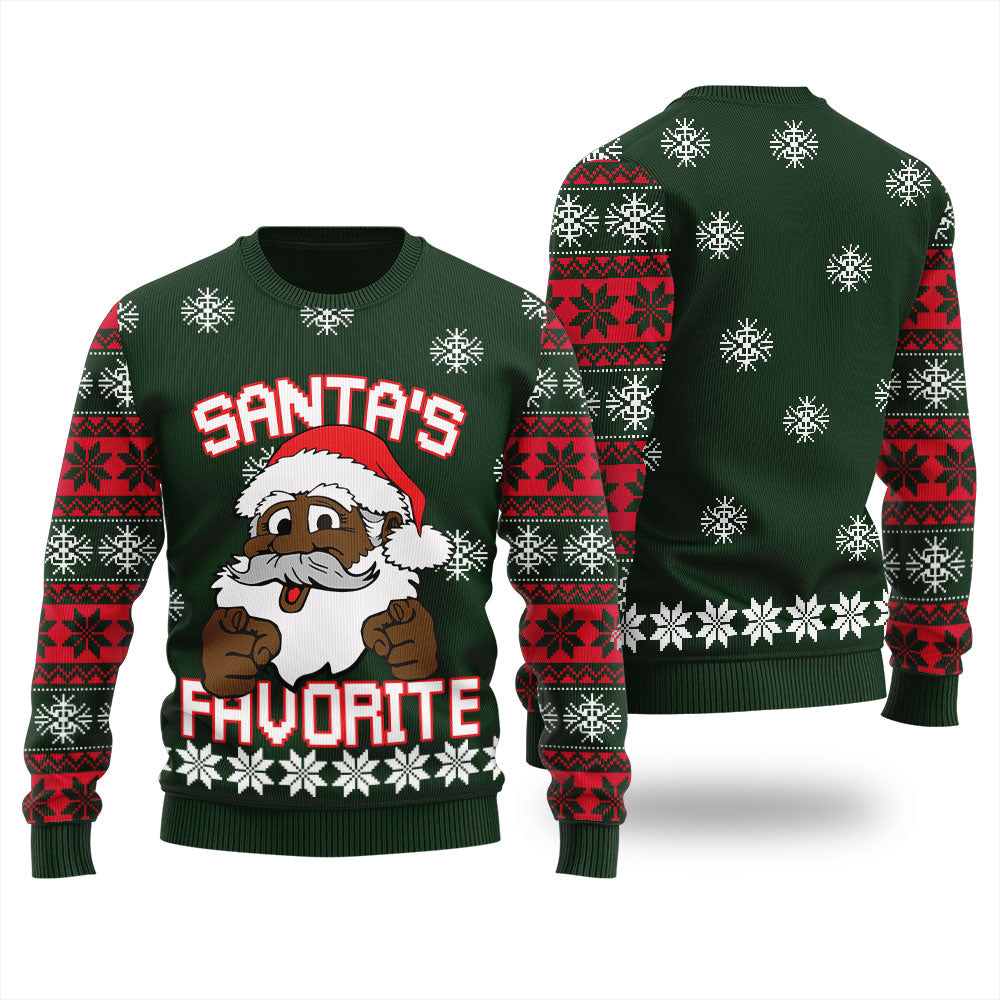 Tacky African American Santa Mens Ugly Sweater
