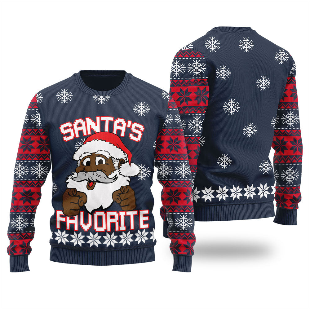 Tacky African American Santa Mens Ugly Sweater