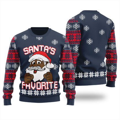Tacky African American Santa Mens Ugly Sweater