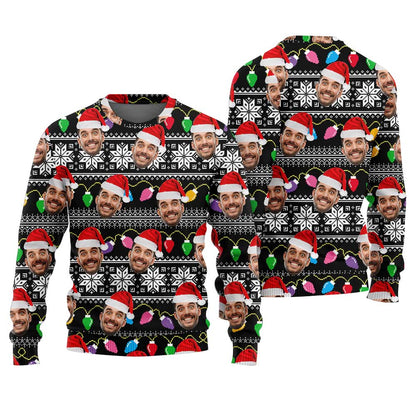 Tacky Custom Many Faces Ugly Christmas Sweater Adult