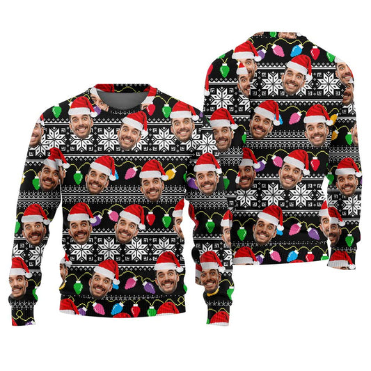 Tacky Custom Many Faces Ugly Christmas Sweater Adult