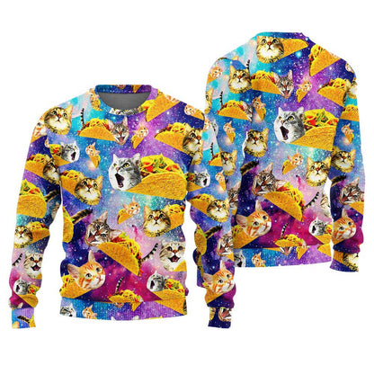 Taco Bell Cat Galaxy Funny Christmas Sweaters For Adults