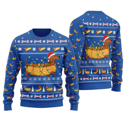 Taco Dachshund Ugly Christmas Sweater
