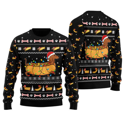 Taco Dachshund Ugly Christmas Sweater