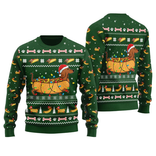 Taco Dachshund Ugly Christmas Sweater