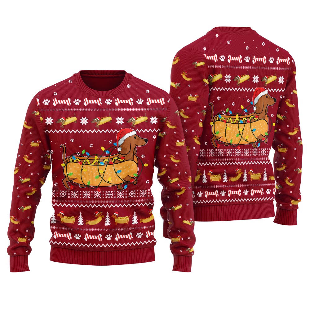 Taco Dachshund Ugly Christmas Sweater