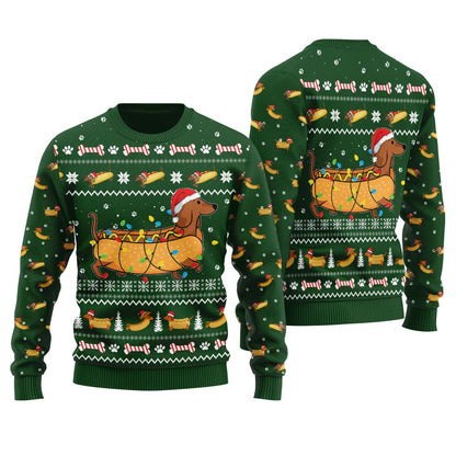 Taco Dachshund Ugly Christmas Sweater For Women