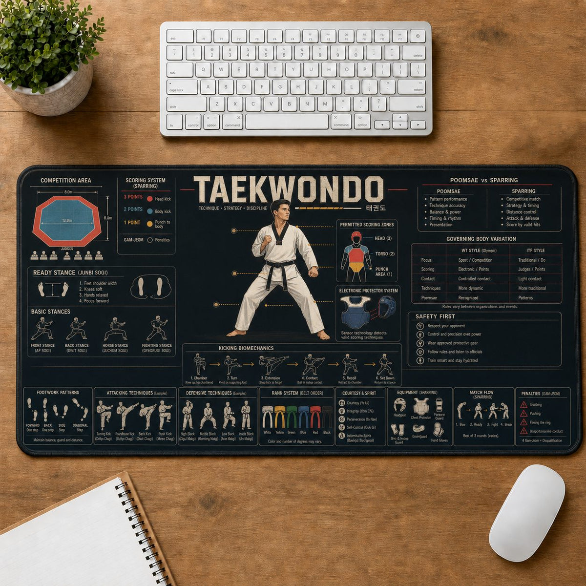 Taekwondo Sports Visual Guide Desk Mat | 5To9Vibe
