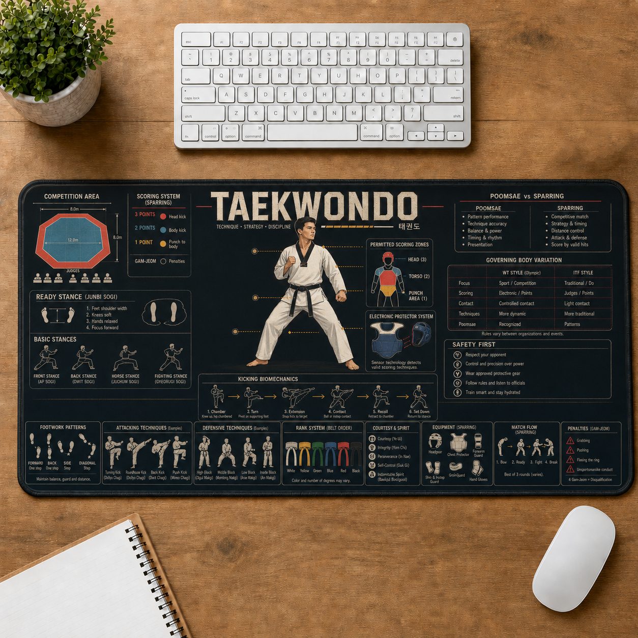 Taekwondo Sports Visual Guide Desk Mat | 5To9Vibe