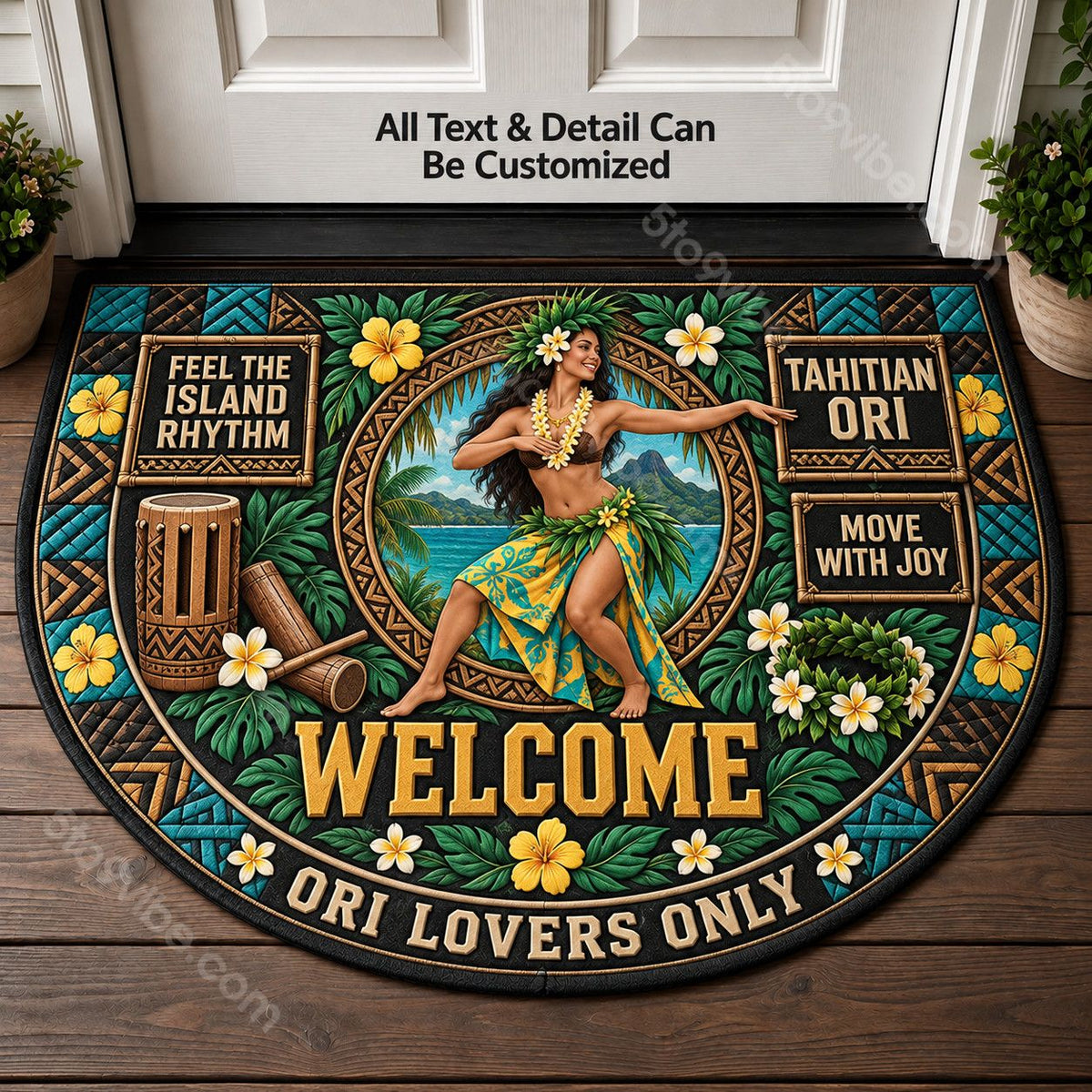 Tahitian Ori Personalized Half Round Mat | 5To9Vibe