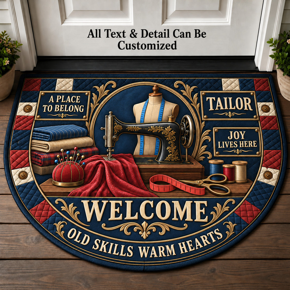 Tailor Personalized Half Round Mat | 5To9Vibe