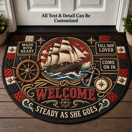 Tall Ship Lover Personalized Half Round Mat | 5To9Vibe