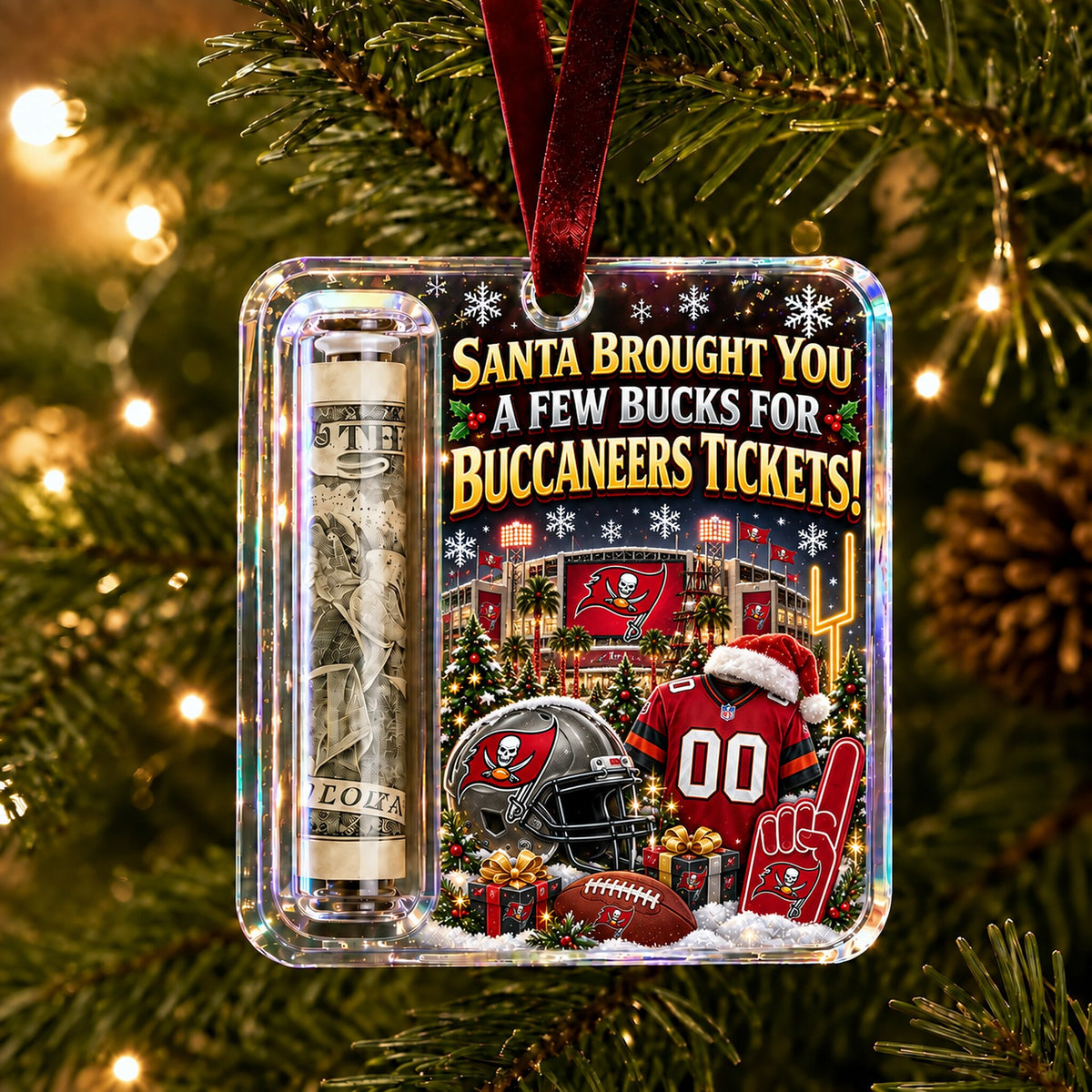 All Football Teams Christmas Money Holder Glass Ornament - 5to9vibe