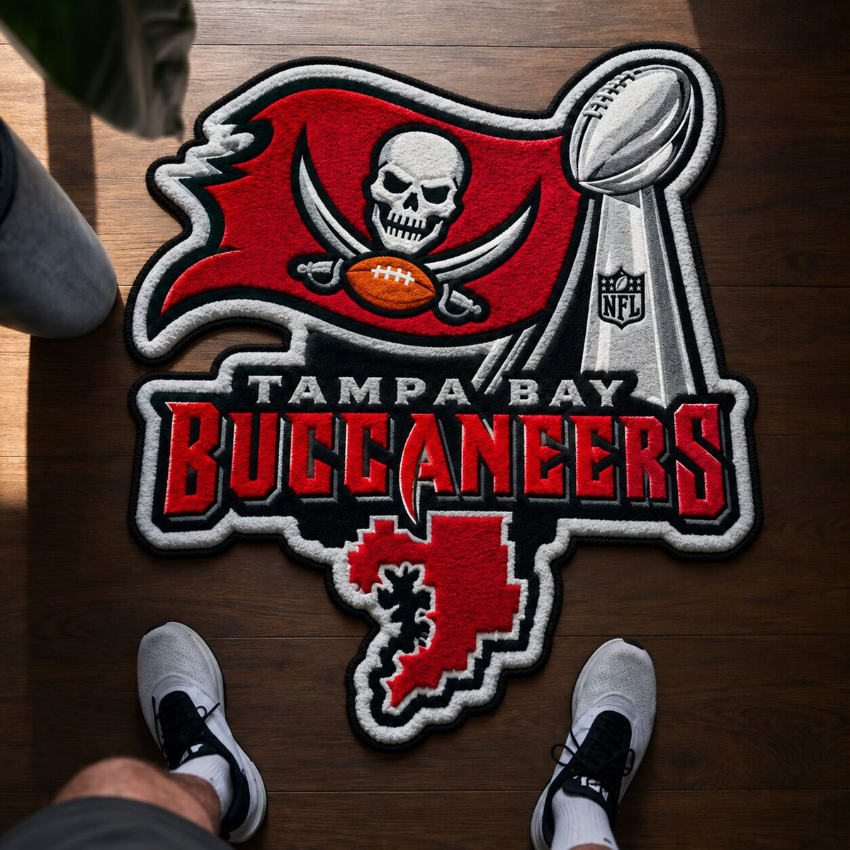 All Football Teams Logo Trophy City Map Football Fan Custom Shape Rug Print Premium Welcome Mat Washable Black Border Personalized Football Custom Shape Rug