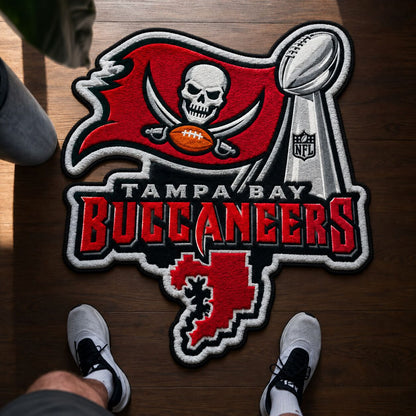All Football Teams Logo Trophy City Map Football Fan Custom Shape Rug Print Premium Welcome Mat Washable Black Border Personalized Football Custom Shape Rug