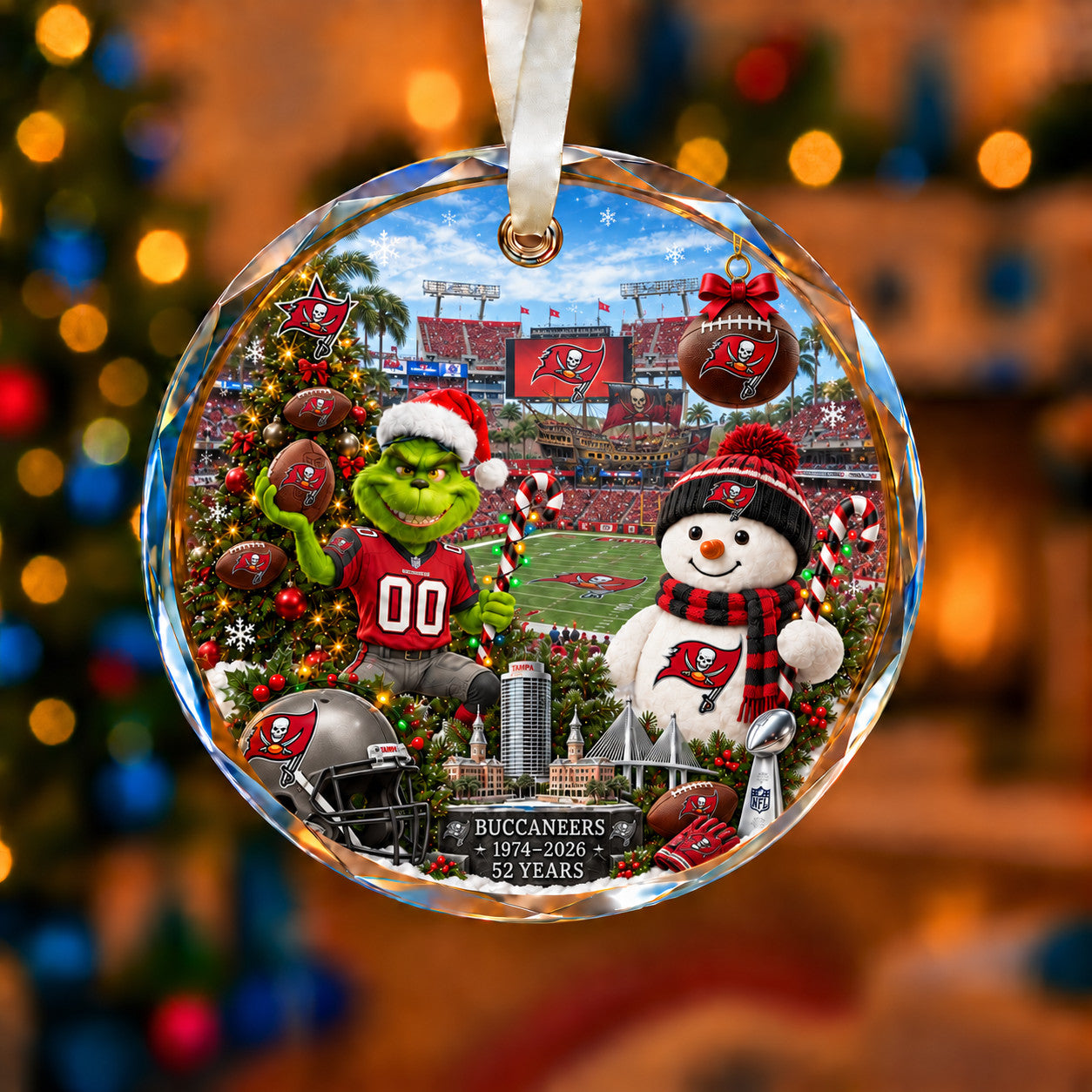 All Football Teams Christmas Vibe Snow Glass Ornament With Gift Box Trending - 5to9vibe