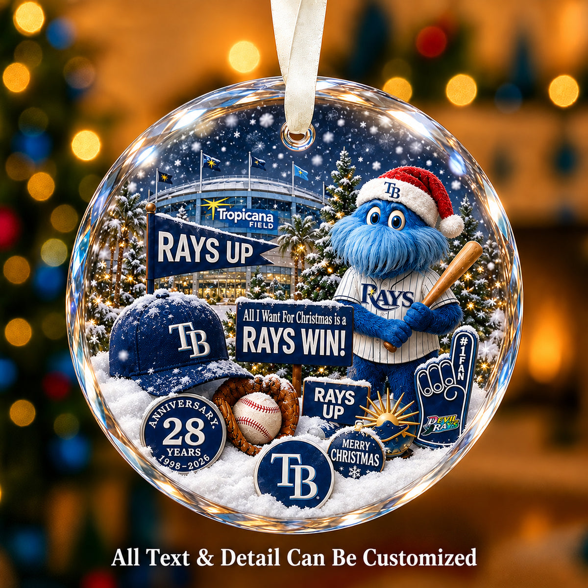 Baseball team Style 27 Glass Ornament mockup | 5To9Vibe