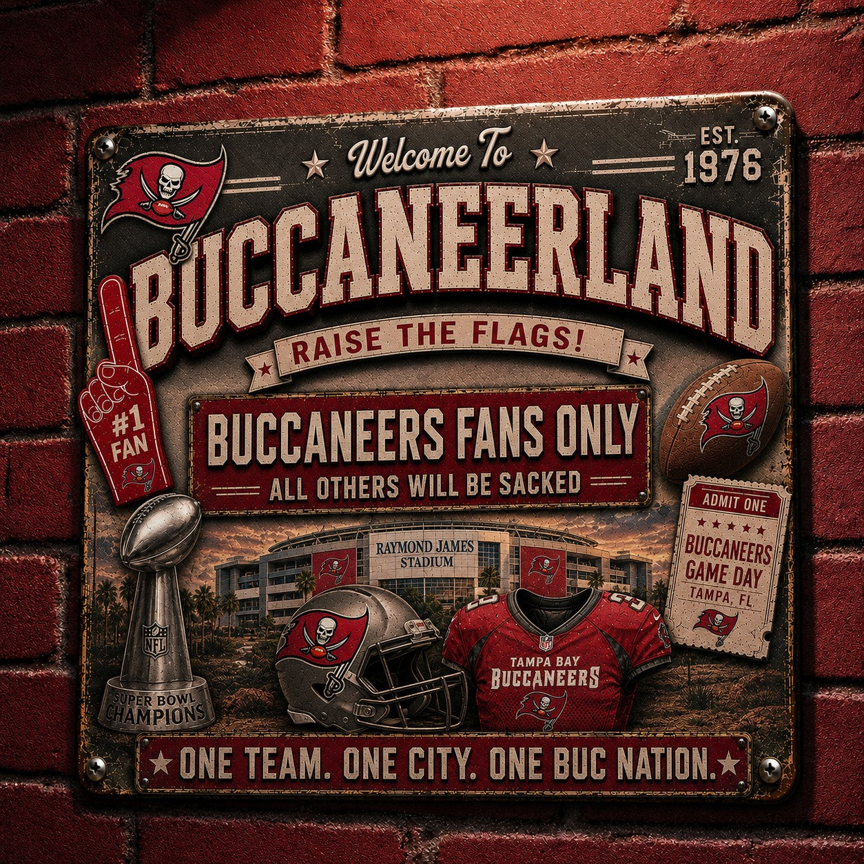 All Football Fans Teams Rustic Only Vintage Metal Sign - 5to9vibe