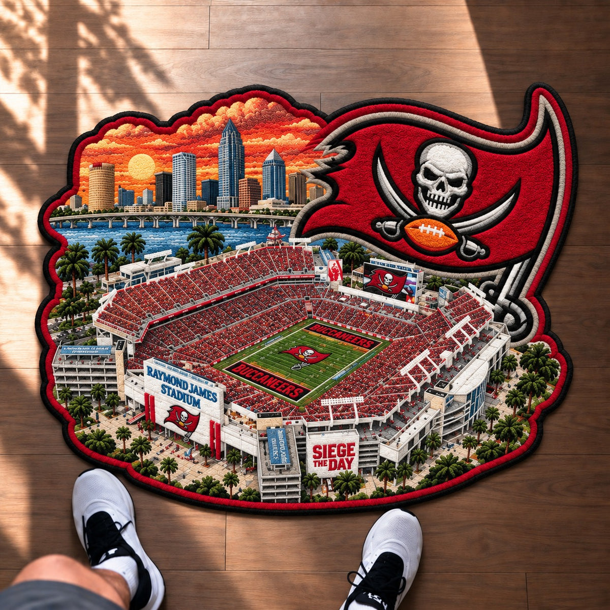 All Football Teams Logo Stadium Area Baseball Fan Custom Shape Rug Print Premium Welcome Mat Washable Black Border Personalized Football Custom Shape Rug