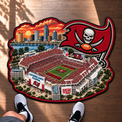 All Football Teams Logo Stadium Area Baseball Fan Custom Shape Rug Print Premium Welcome Mat Washable Black Border Personalized Football Custom Shape Rug