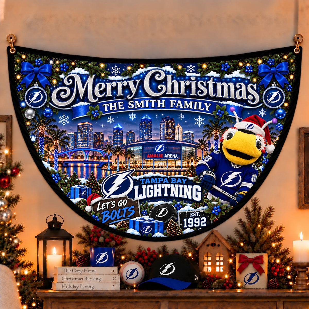 All Hockey Teams Personalized Christmas Night Bunting Flag - 5to9vibe