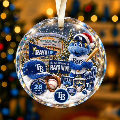 All Baseball Teams Christmas Snow Vibe Round Glass Ornament  With Red Gift Box | 5to9vibe