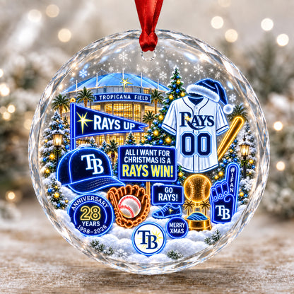 Adorno de vidrio de béisbol, 3 unidades con caja de regalo, equipo de béisbol de Navidad - Adorno de vidrio
