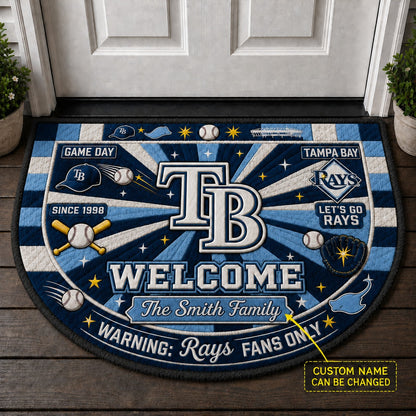 Official-Inspired Baseball Fan Custom Quilted Print Premium Welcome Mat Washable Black Border – Personalized Baseball Doormat
