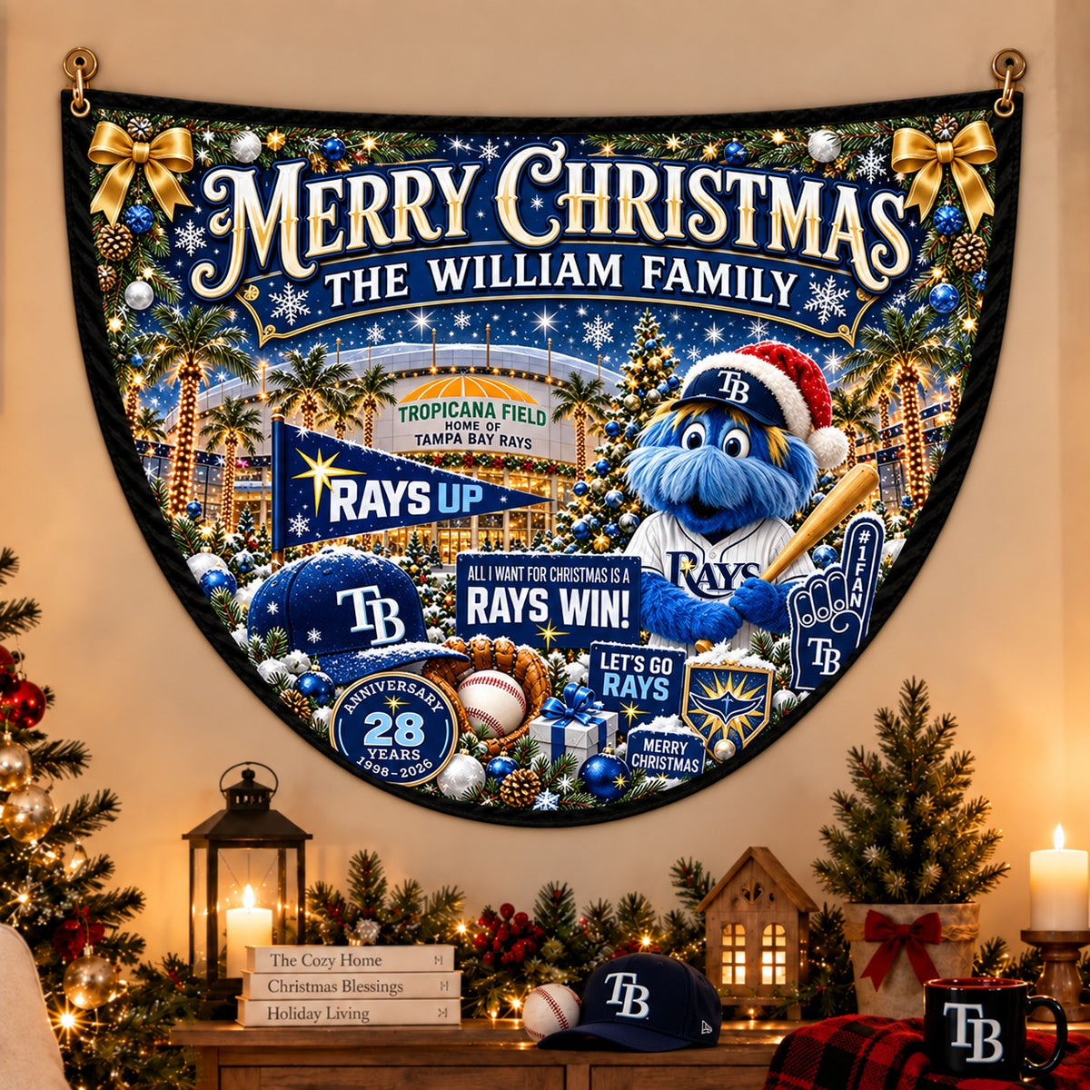 All Baseball Teams Personalized Christmas Night Bunting Flag - 5to9vibe