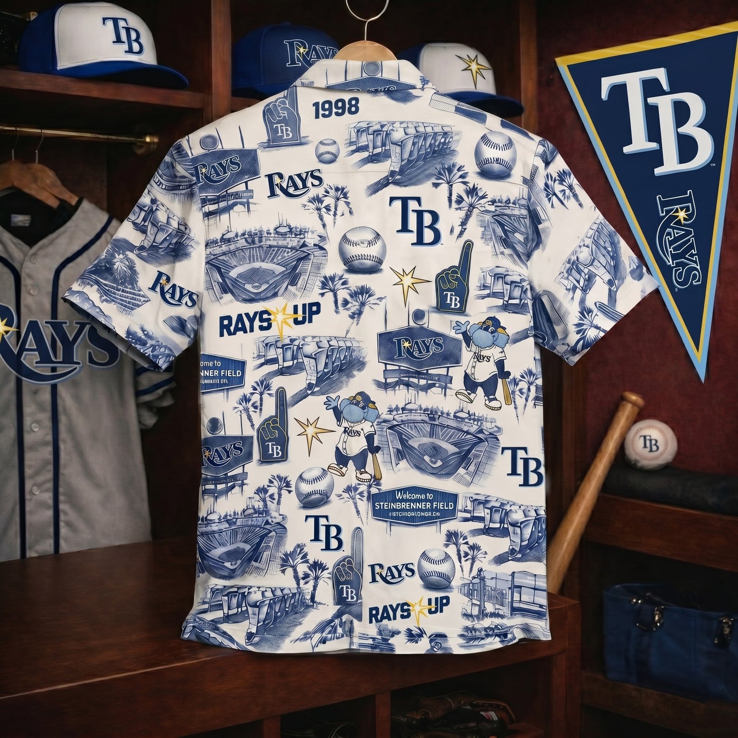 TBR Baseball Stadium Slogan Legacy Vintage Unisex Button-Up Hawaiian Shirt